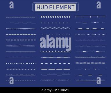 Set of hud lines elements on blue background vector illustration Stock Vector