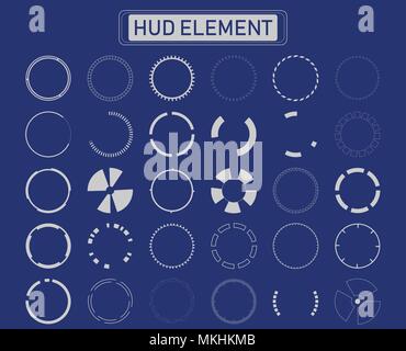 Set of hud circle elements on blue background vector illustration Stock Vector