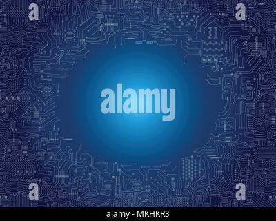 circuit board frame on blue background vector illustration Stock Vector