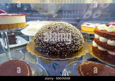 Cakes on display at cafe in italay Stock Photo