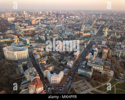 Ministry of Internal Affairs, Sofievskaya square and St. Michael's Cathedral, the city center and Vladimirsky Proyezd in the city of Kyiv Stock Photo