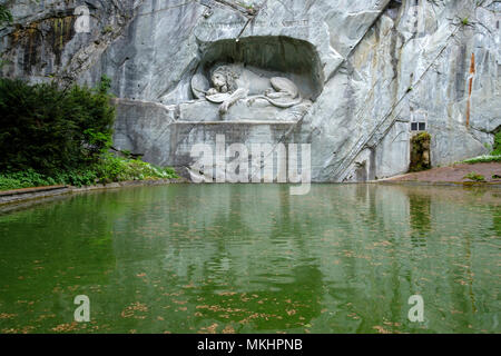 Close up of dying lion monument in Lucerne, Switzerland, Europe Stock Photo