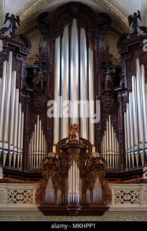 Pipe organ at the Church of St. Leodegar in Lucerne, Switzerland, Europe Stock Photo