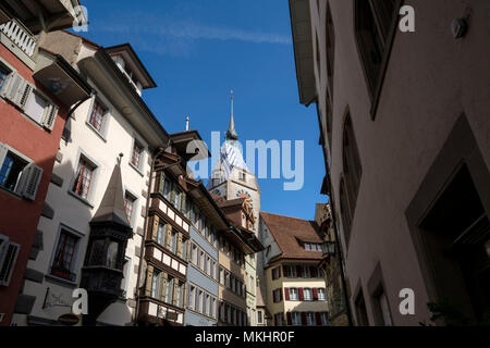 Zytturm clock tower in Zug, Switzerland, Europe Stock Photo