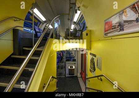 Interior of a double deck train carriage Stock Photo