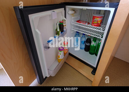 Small hotel fridge Stock Photo