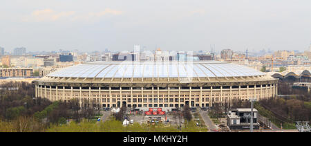 Moscow, Russian - April 30, 2018: View on the grand sports arena of Luzhniki Stadium or Central Lenin Stadium in Moscow. Stock Photo