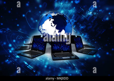 3d rendering Computer network, Global Internet Concept Stock Photo