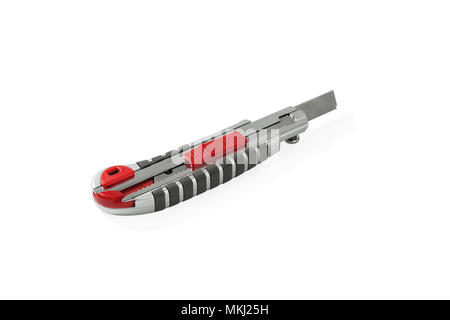Silvery clerical knife. Isolated on white background. Stock Photo