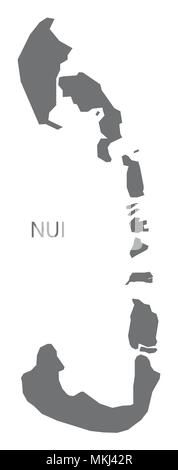 Nui map of Tuvalu grey illustration shape Stock Vector
