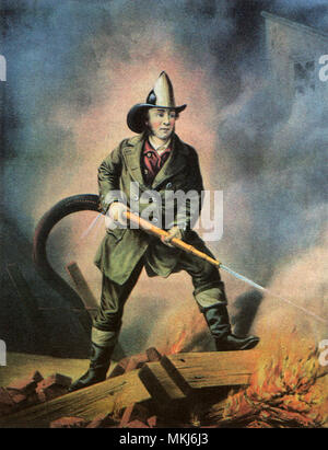 The American Fireman; Facing the Enemy Stock Photo