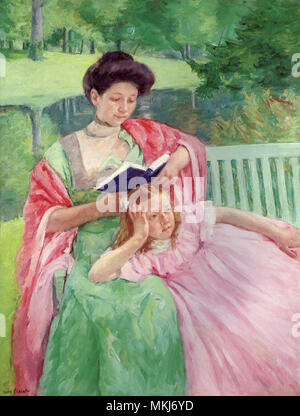 Augusta Reading to Her Daughter Stock Photo