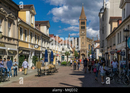 Brandenburger Strasse and town church of St Peter and Paul, Potsdam, Brandenburger Strasse und Stadtkirche St, Peter und Paul Stock Photo