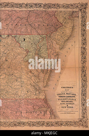 Map of the East in 1865 Stock Photo