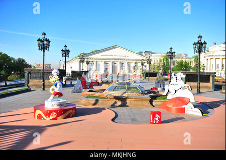 MOSCOW, RUSSIA - MAY 08: Official mascot and symbols of FIFA World Cup 2018 in Moscow, Russia on May 8, 2018. Credit: Krasnevsky/Alamy Live News Stock Photo