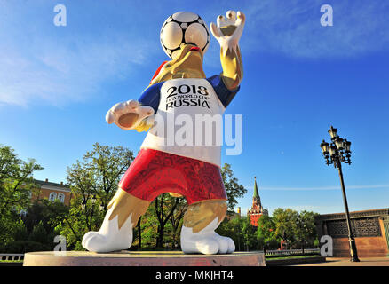 MOSCOW, RUSSIA - MAY 08: Official mascot Zabivaka of FIFA World Cup 2018 in Moscow, Russia on May 8, 2018. Credit: Krasnevsky/Alamy Live News Stock Photo