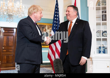 U.S. Secretary of State Mike Pompeo and UK Foreign Secretary Boris Johnson at the State Department in Washington, DC. Stock Photo