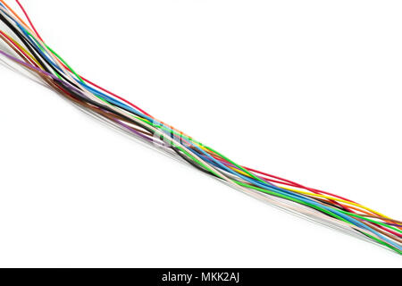 Multicolored cable isolated on white background Stock Photo