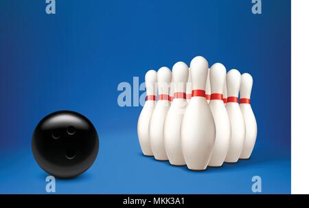bowling with ball Stock Vector