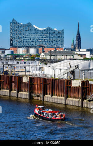 Elbe philharmonic hall and port facilities in Hamburg, Germany Stock Photo