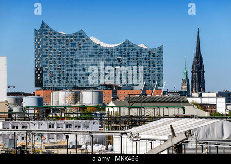 Elbe philharmonic hall and port facilities in Hamburg, Germany Stock Photo