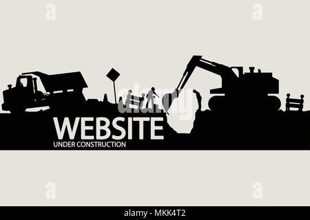 construction vehicles and workers Stock Vector