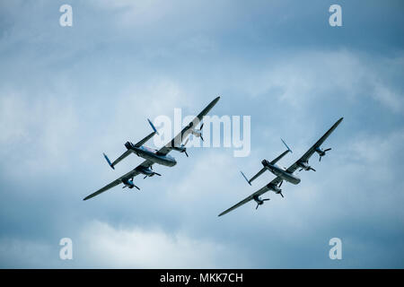 BBMF & Canadian Lancaster during an airshow in Clacton, England Stock Photo