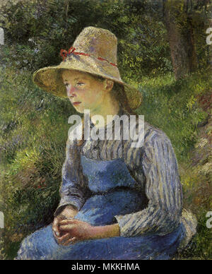 Peasant Girl with a Straw Hat Stock Photo