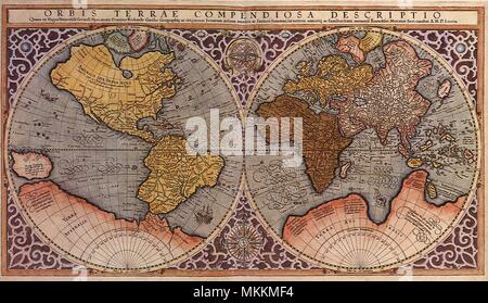 World Map in Projection 1595 Stock Photo