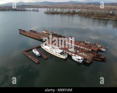 Wreckage on the Danube Stock Photo