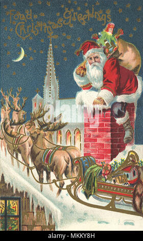 Santa on Rooftop Stock Photo