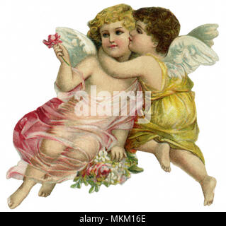 Two Cherubs Embracing Stock Photo