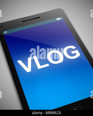 3d Illustration depicting a phone with a vlog concept. Stock Photo