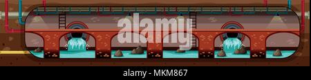 City Underground Pipe Drain Systems  illustration Stock Vector
