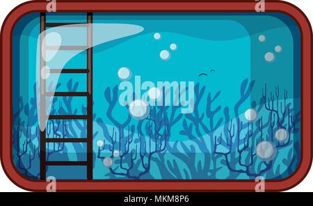 Aquarium Underwater with Coral and Ladder illustration Stock Vector