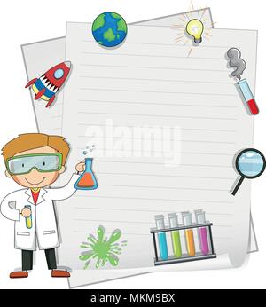 Male Scientist with Note Template illustration Stock Vector