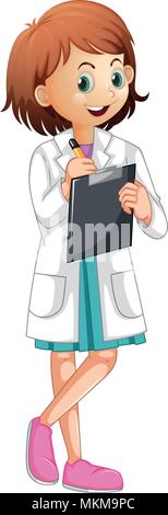 A Female Doctor Writing Report illustration Stock Vector