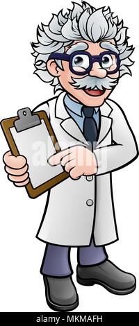 Scientist Cartoon Character Holding a Clipboard Stock Vector