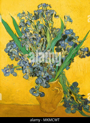 Still life with bouquet of irises Stock Photo - Alamy