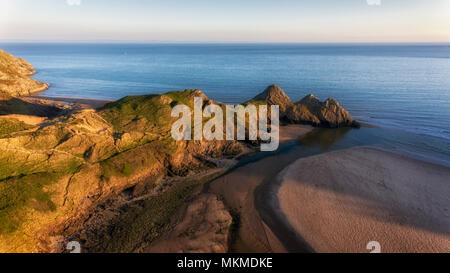 Three Cliffs Bay South Gower Stock Photo