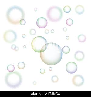 Soap bubbles on white background Stock Vector