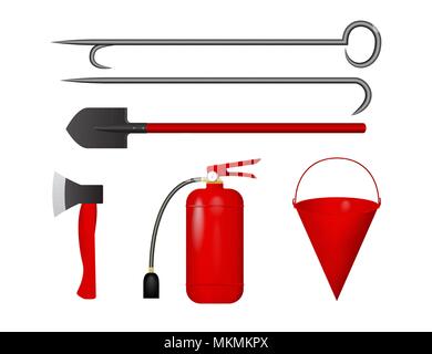 Set for fire fighting Stock Vector