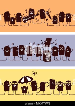 Cartoon Silhouette Characters - Celebrations Set 2 Stock Vector
