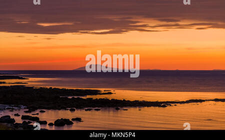 Sunset, Snaefellsjokull in the distance, Seltjarnarnes, Reykjavik, Iceland Stock Photo
