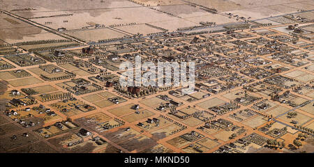 Bird's Eye View of Phoenix, Maricopa County 1885 Stock Photo