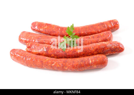 raw sausage on white background Stock Photo