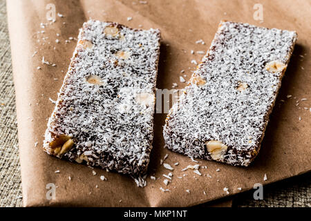 Turkish Dessert Cezerye with walnut, coconut powder. organic food. Stock Photo