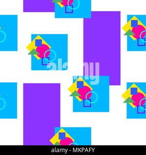 A variety of colorful geometric shapes isolated white background. Vector seamless illustration. Stock Vector