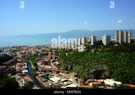 Rijeka, Croatia. Landscape of the city by the Trsat castle.  It is thought that the castle lies at the exact spot of an ancient Illyrian and Roman fortress. Stock Photo