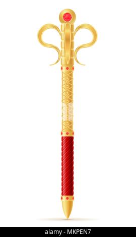 king royal golden scepter symbol of state power vector illustration isolated on white background Stock Vector
